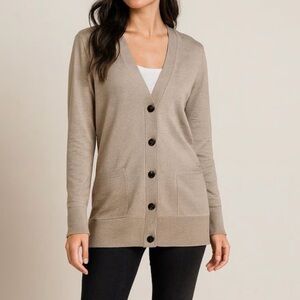 Banana Republic Beige Merino Wool Long Cardigan Medium Spring Taupe Capsule Work